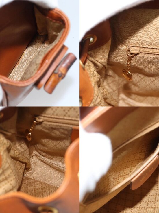 GUCCI Bamboo Backpack Leather Brown Gold Auth ka4595 main image 9